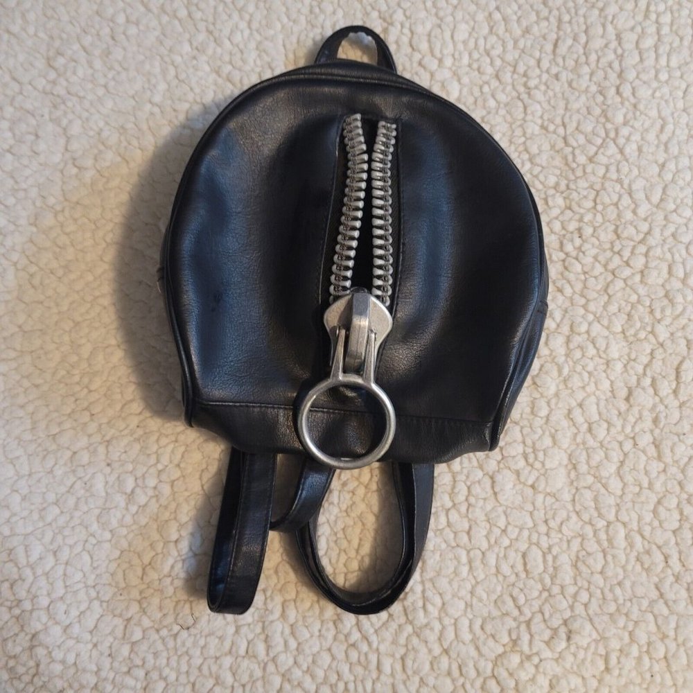 Small Black Backpack with giant zipper Purse